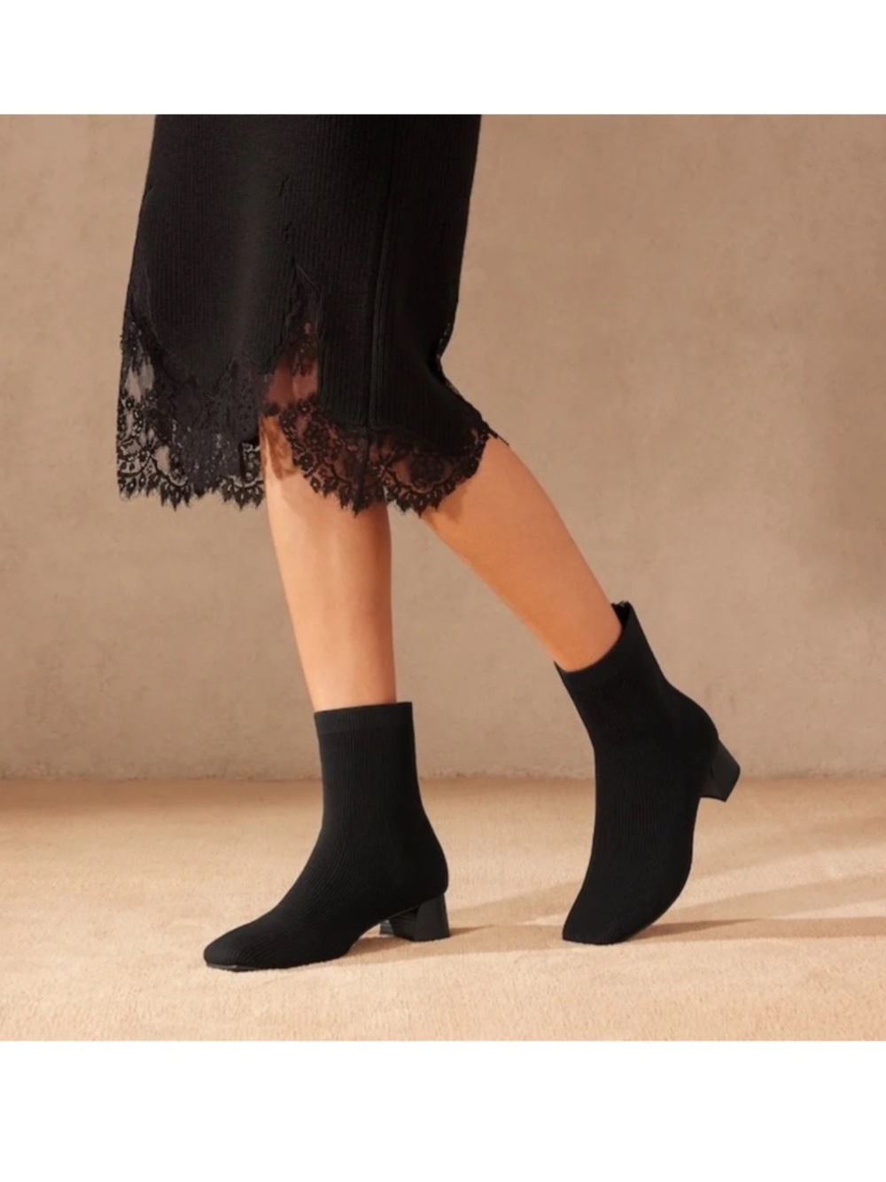 Vivaia Zippered Square-Toe Water-Repellent Boots Marcella Size 39.5EU